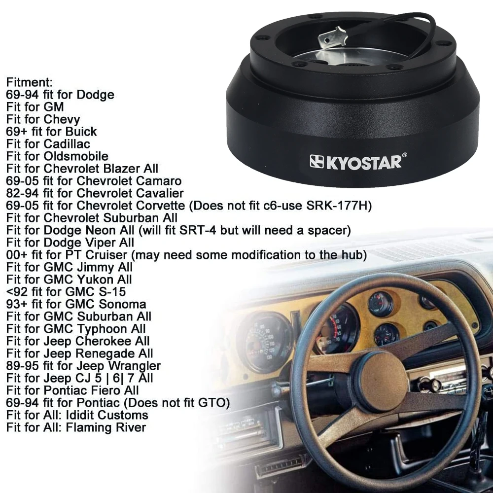 Kyostar Steering Wheel Hub Adapter Boss Kit for Chevrolet Dodge GM Buick Jeep 170H