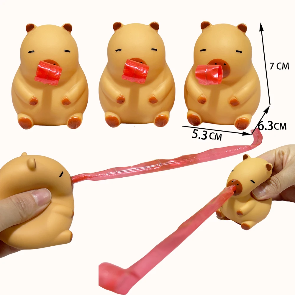 CXL Creative Party Favor Novelty Relief Squeeze Toys Funny Gifts for Kids Stress Capybara Toys Tongue Sticking Out Sensory Toys