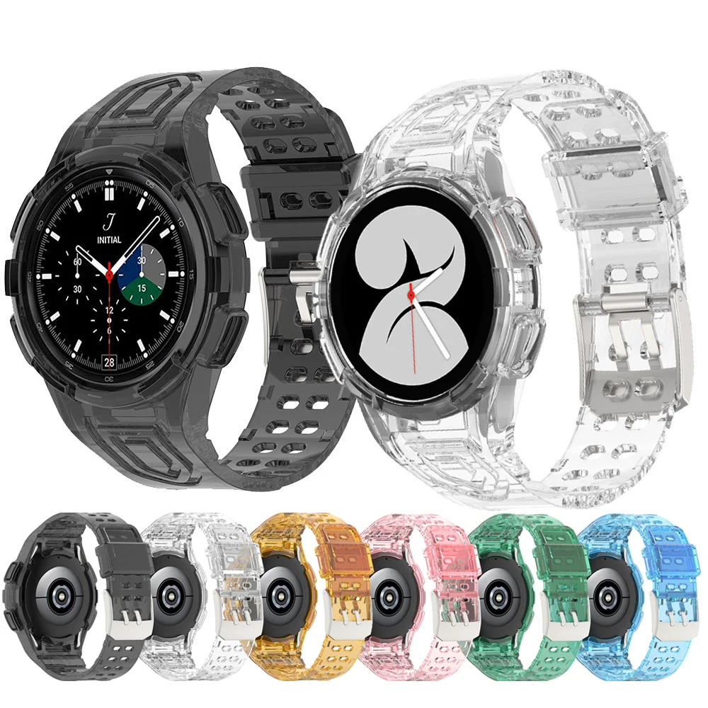 Integrated TPU Strap Protective Case  For Samsung Galaxy Watch 4 5 40mm 44mm Transparent Watch Strap With Case