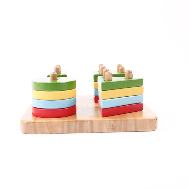 Children 3d educational toys, colorful push wooden stacking tower game educational toys