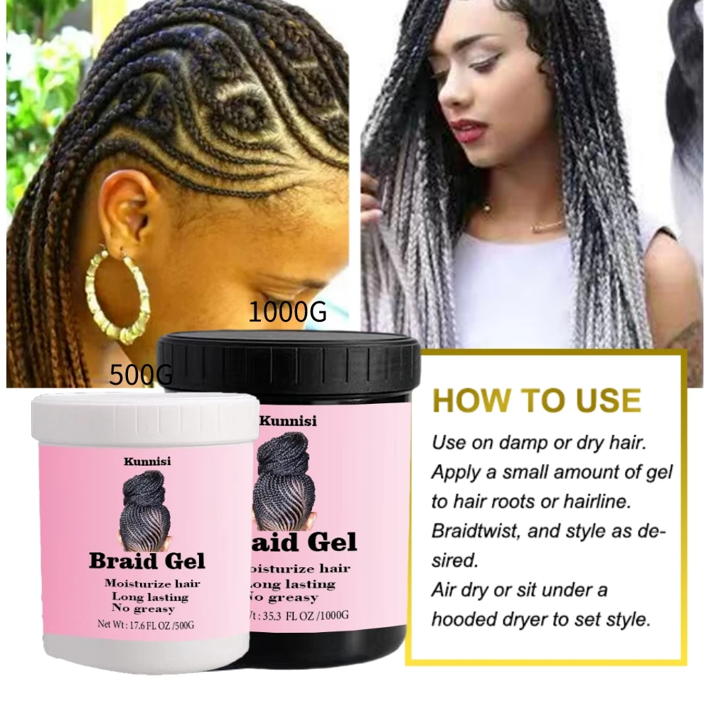 Private Label Hair Care Organic Braiding Hair Gel No Flake Strong Hold Twist Lock Braiding Gel Extra Hold Loc and Twist Gel