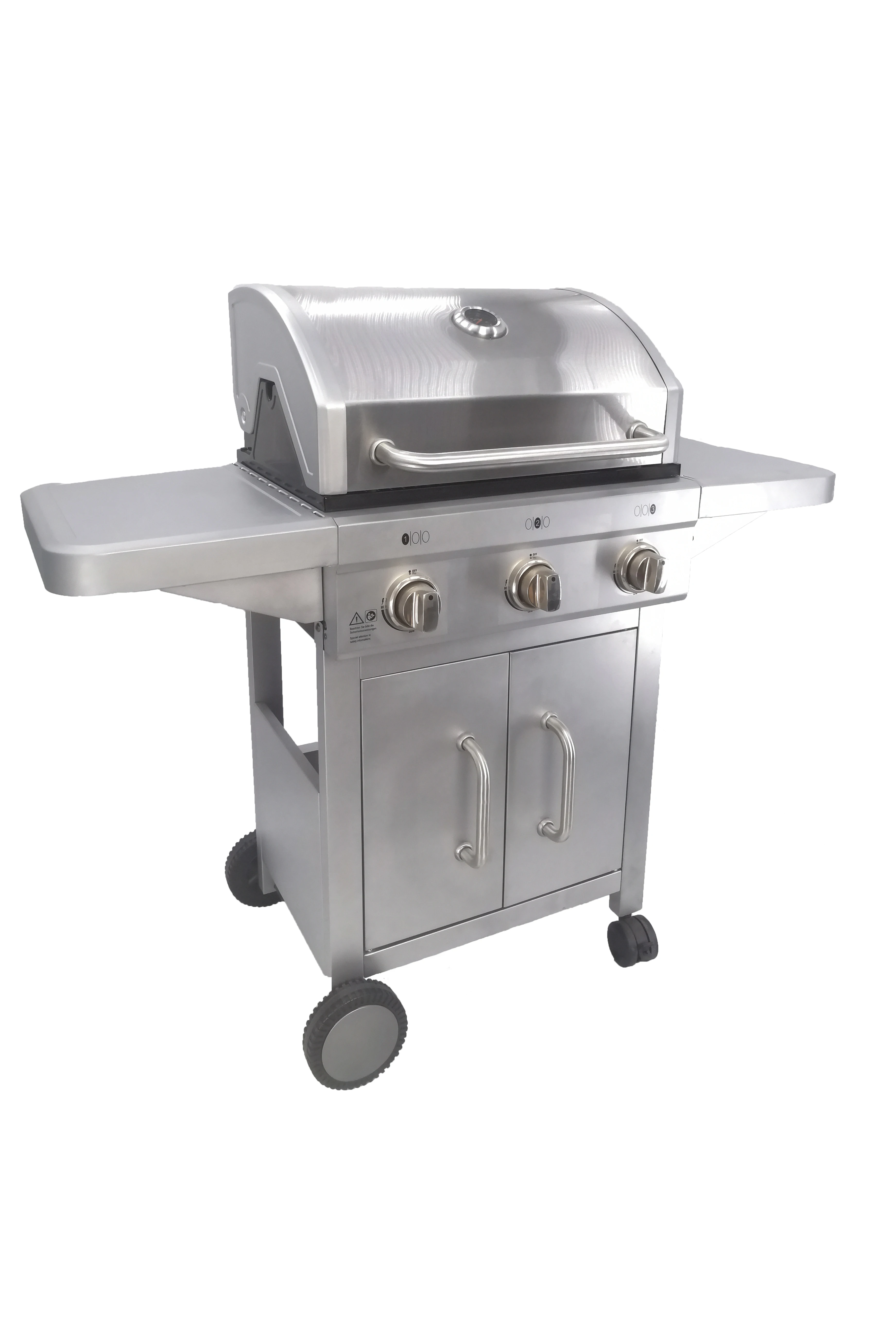 3 Burner Stainless Steel Garden Temperature Display Cart BBQ Propane Gas Grill