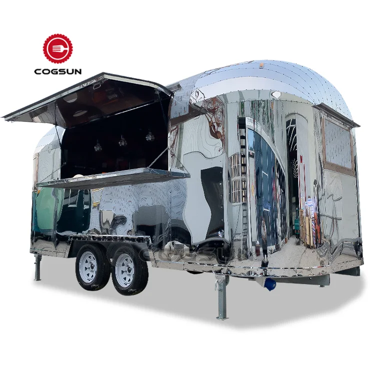 Vintage Airstream Food Truck DOT CE мобильный Фастфуд грузовик из нержавеющей стали Кейтеринг концессионный кофейный трейлер для продажи