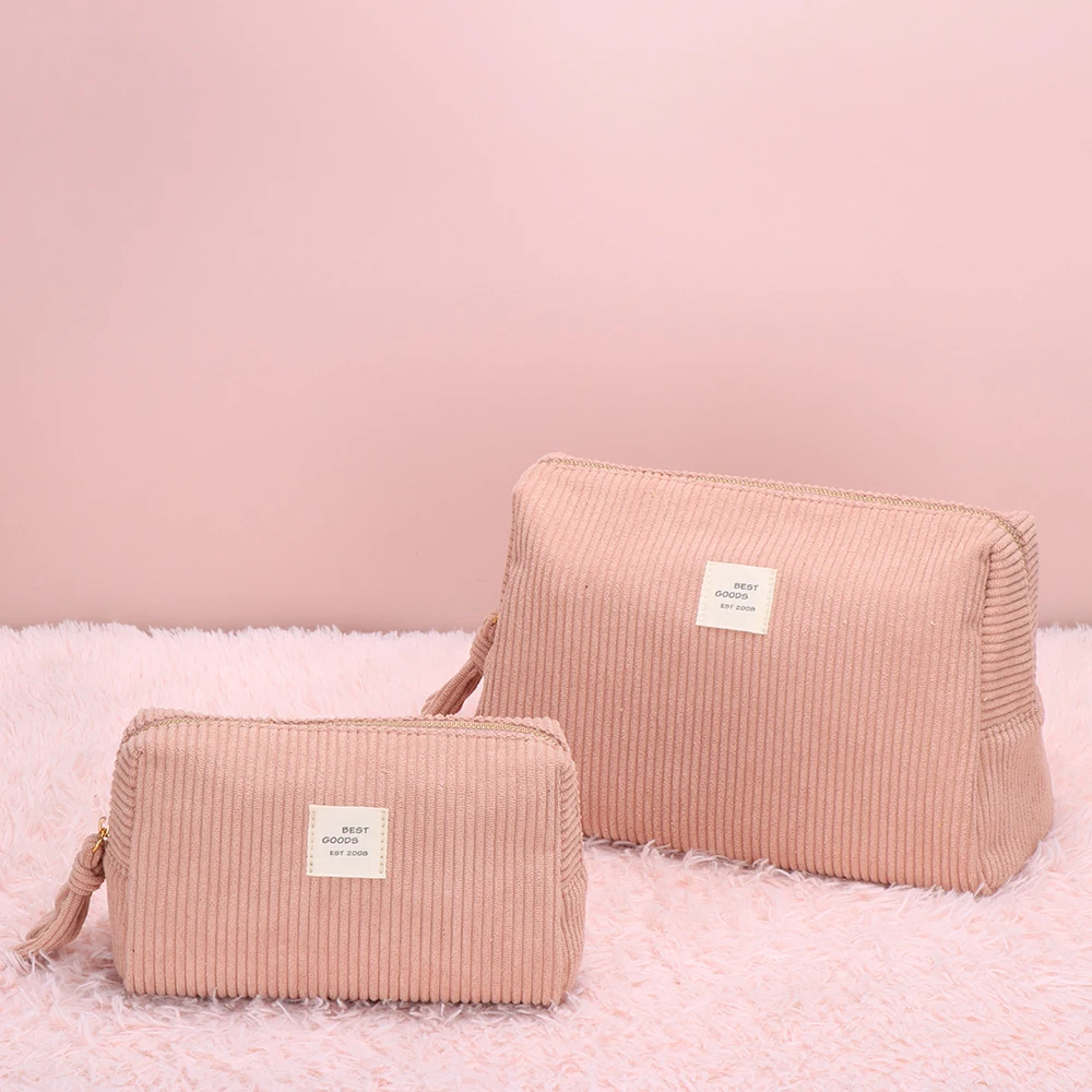Simple corduroy waterproof cosmetic bag wholesale custom makeup bag