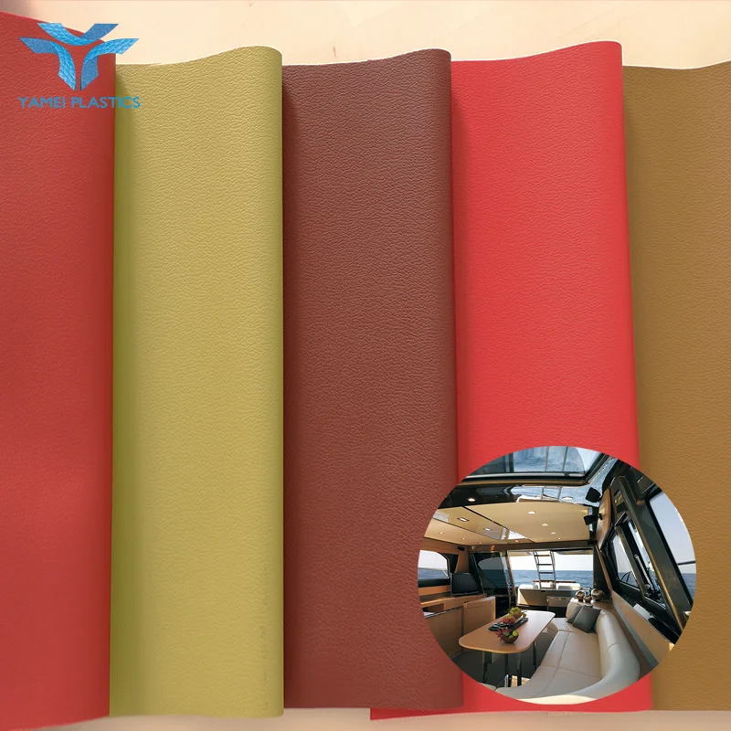 Wholesale Latest Design Luxury Soft Smooth Atlas Faux Leather Synthetic Artificial Vinyl Leather Fabrics for Marine