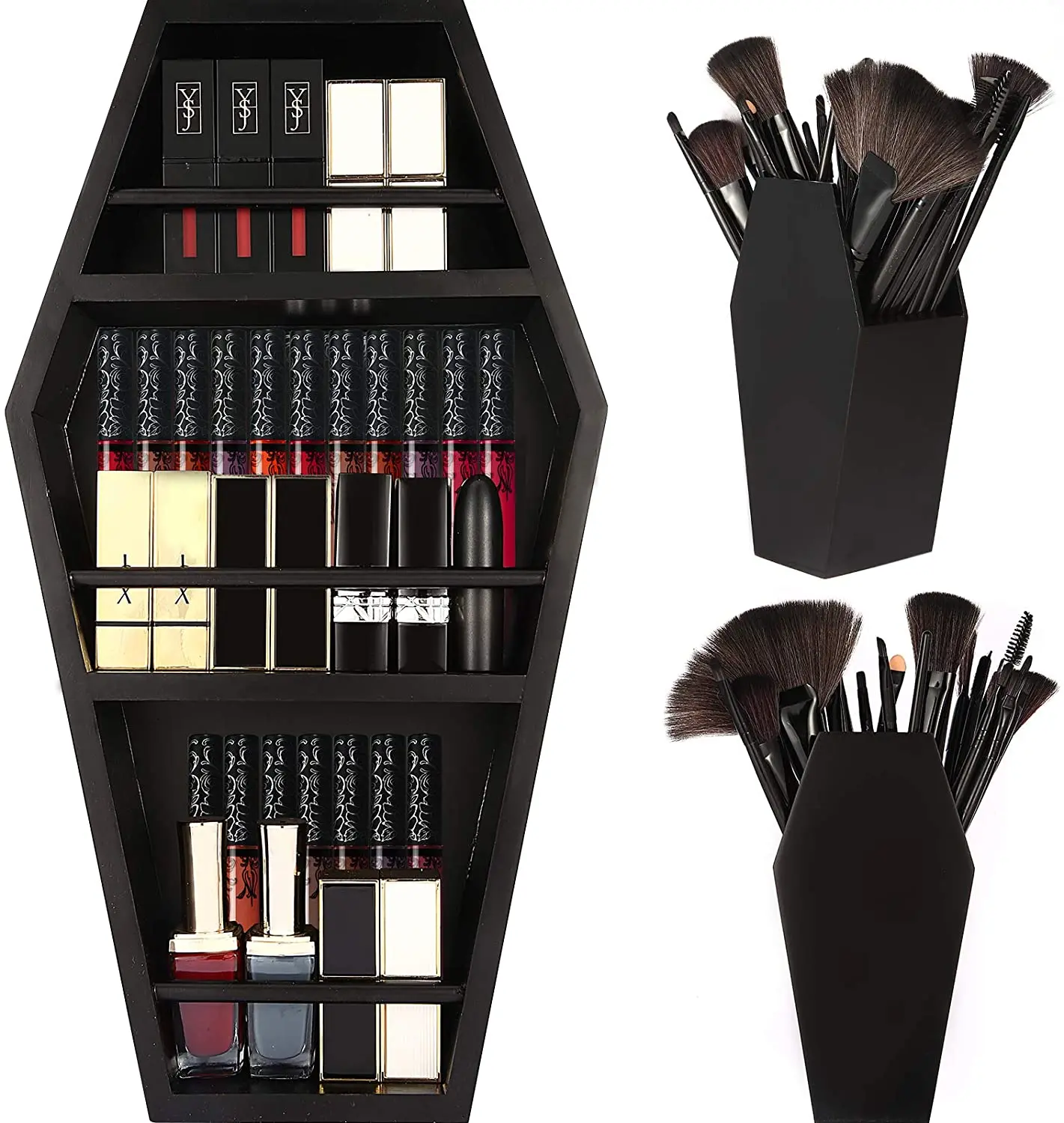 Makeup Coffin Shelf And Coffin Brush Holder Gothic Decor