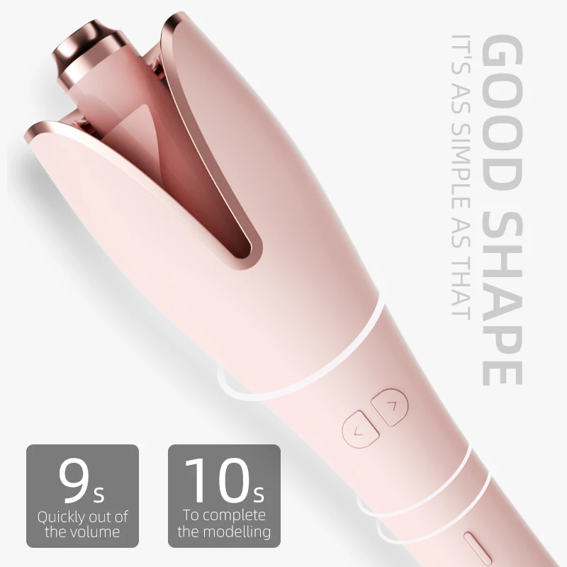Auto silk heatless rotating ceramic beauty pink hair straightener curler
