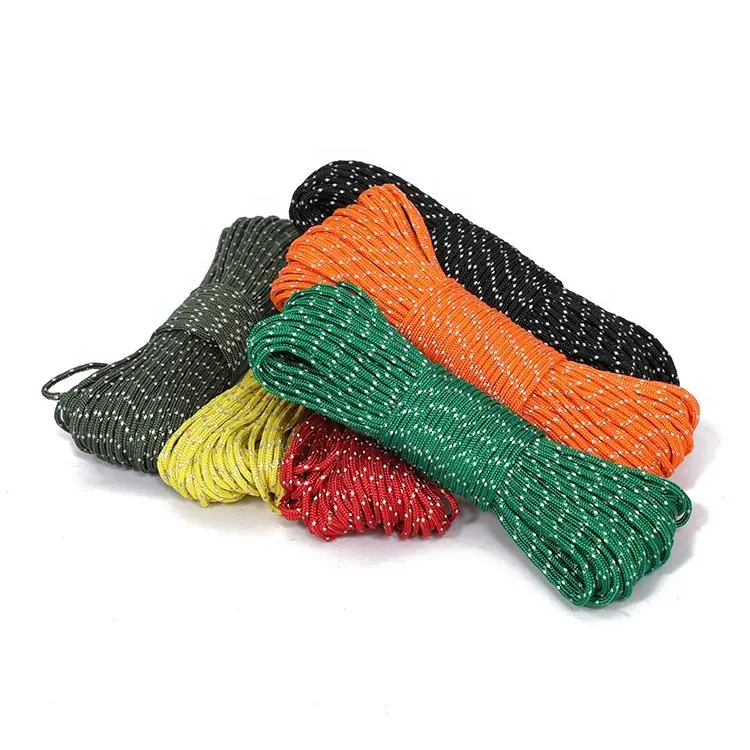 Hot selling survival reflective 550 cable tent camping lifeline 4mm 7 strand 100 foot tent basalt rope