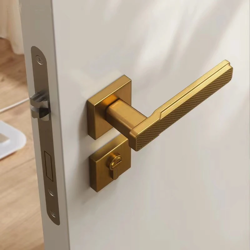 Modern Crank Zamak Door Handle Fit Hand Line Plated Black Door Lock Wooden Level handle