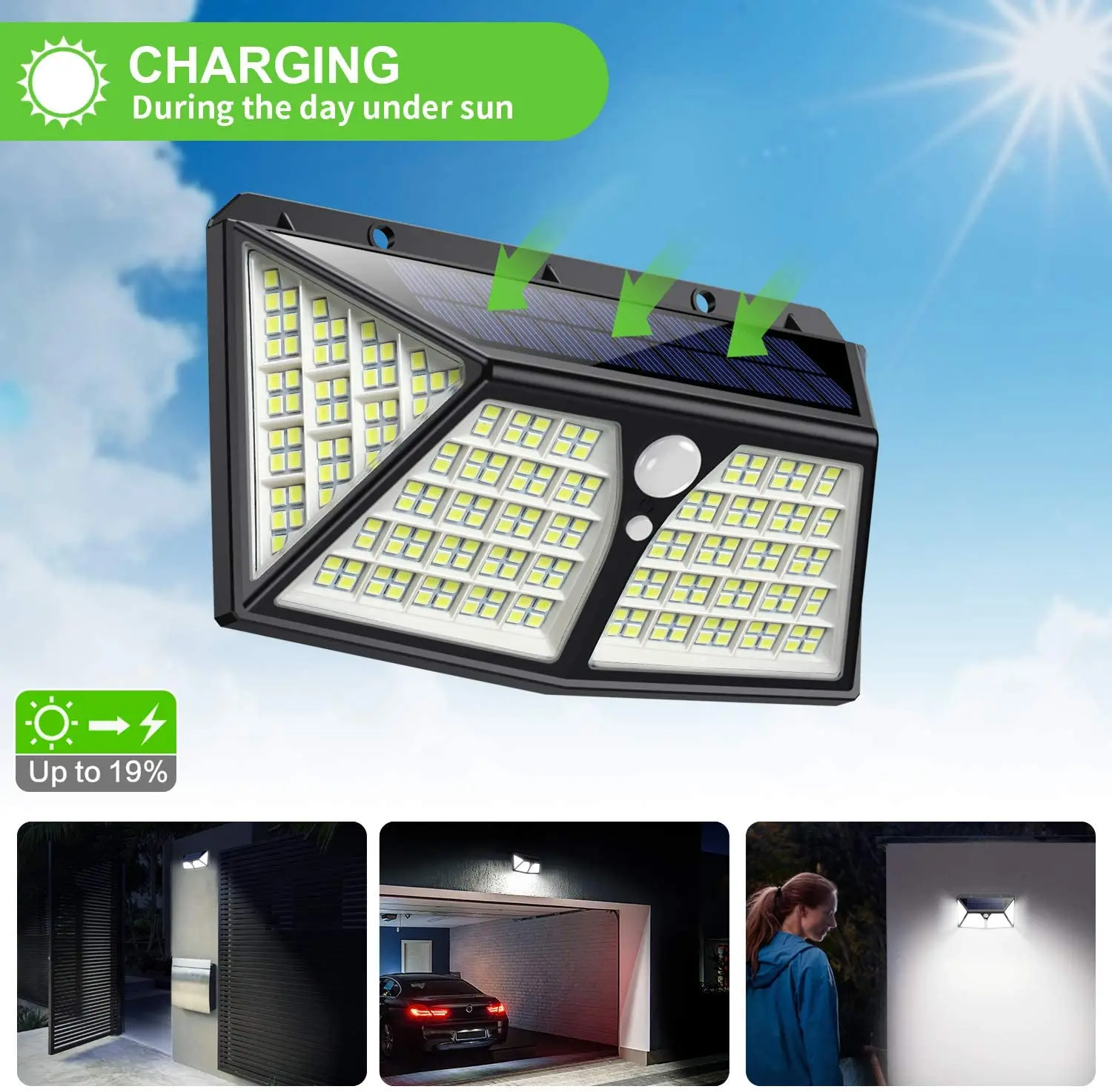 254 LEDs solar wall light 3 optional modes auto 2500LM 2500mAh solar lantern microwave pir motion sensor solar security lights