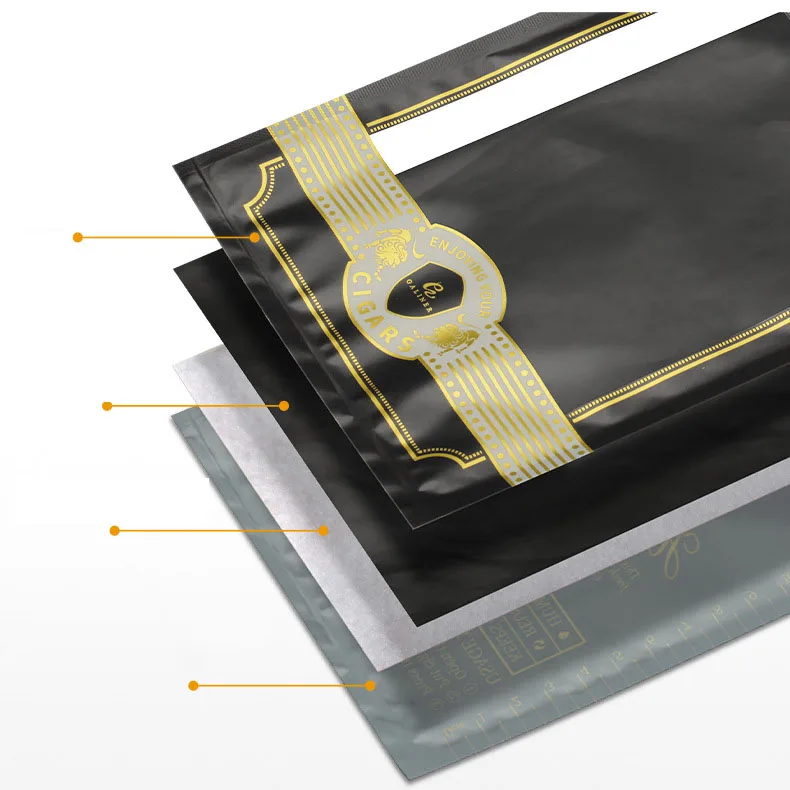 Cigar Hand Rolling Tobacco Custom Plastic Zipper Packaging Bag Pouch