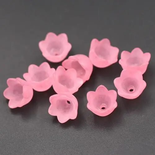 frosted 9mm Flower Acrylic Bead Cap for DIY jewelry making