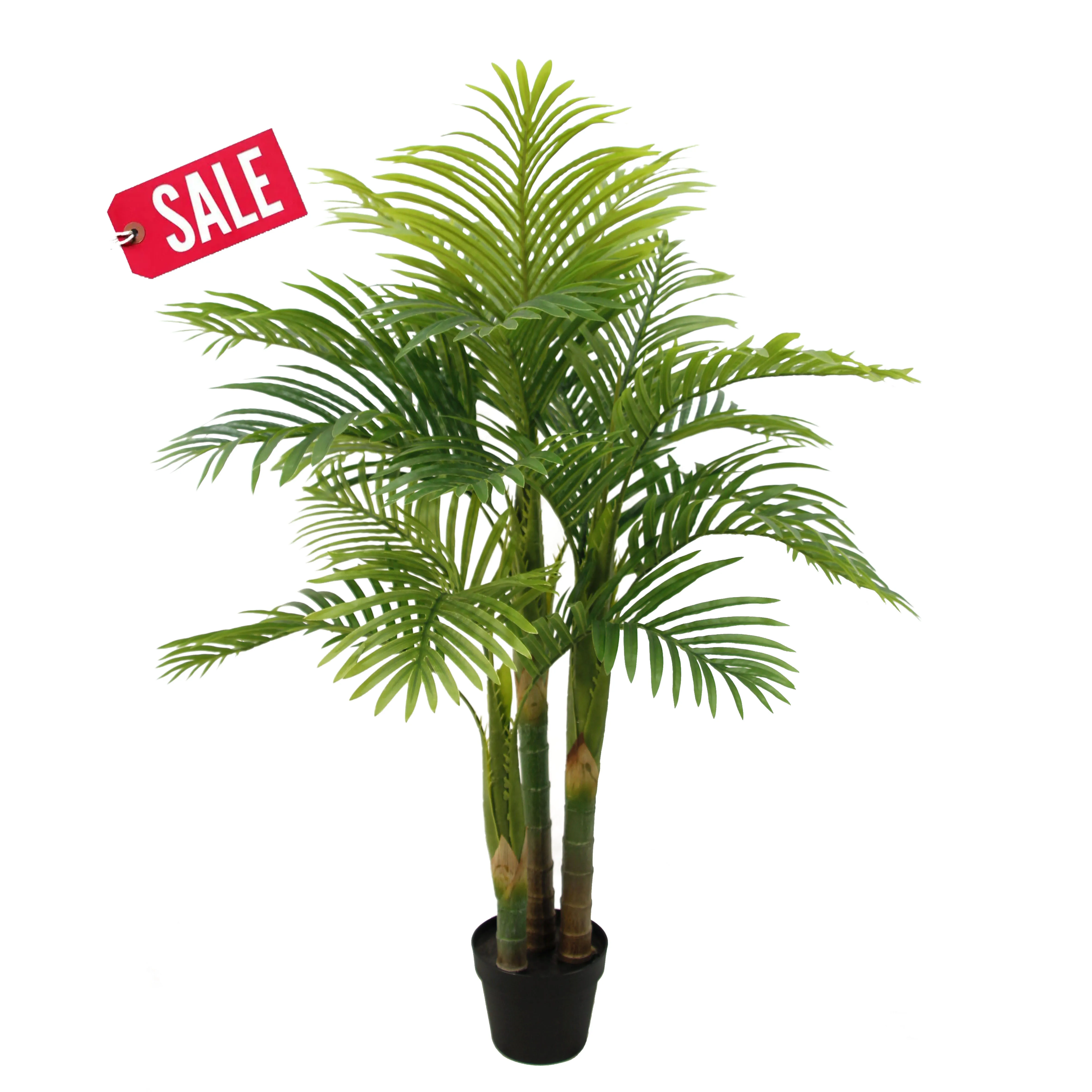 120cm 3 Trunks 19 Artificial Leaves Faux Potted Plants 4ft Areca Palm Artificial Trees For Home Office Indoor Outdoor Decor