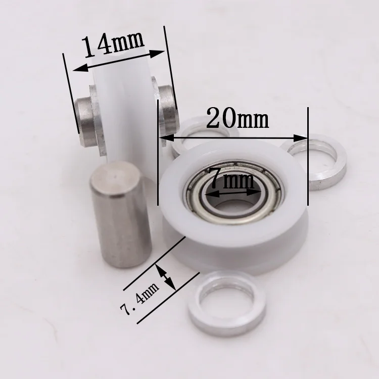 U groove bearing pulleys 687zz bearings nylon wheel plastic roller pulley with bearing needle pin 7*20*7mm
