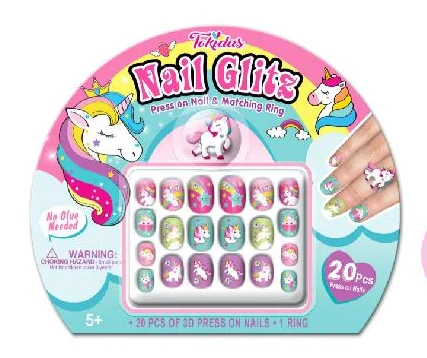 2023 Children makeup  Pretend Makeup for Girls DIY ring  kits Bling Bling press on  Nail