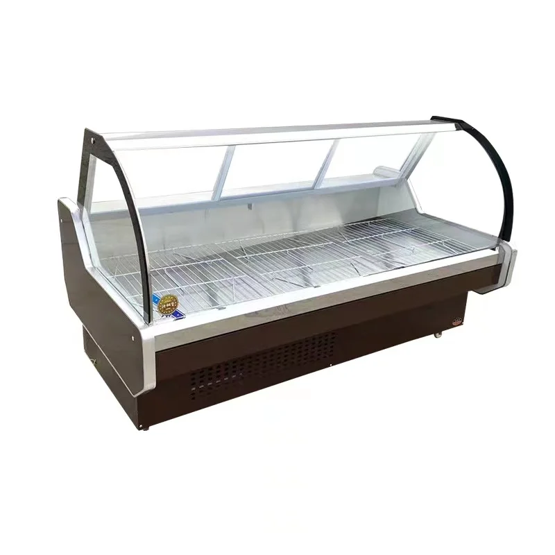 Hot Sales High Quality Refrigeration Equipment Curved Glass Meat Frozen Display Freezer For Supermarket