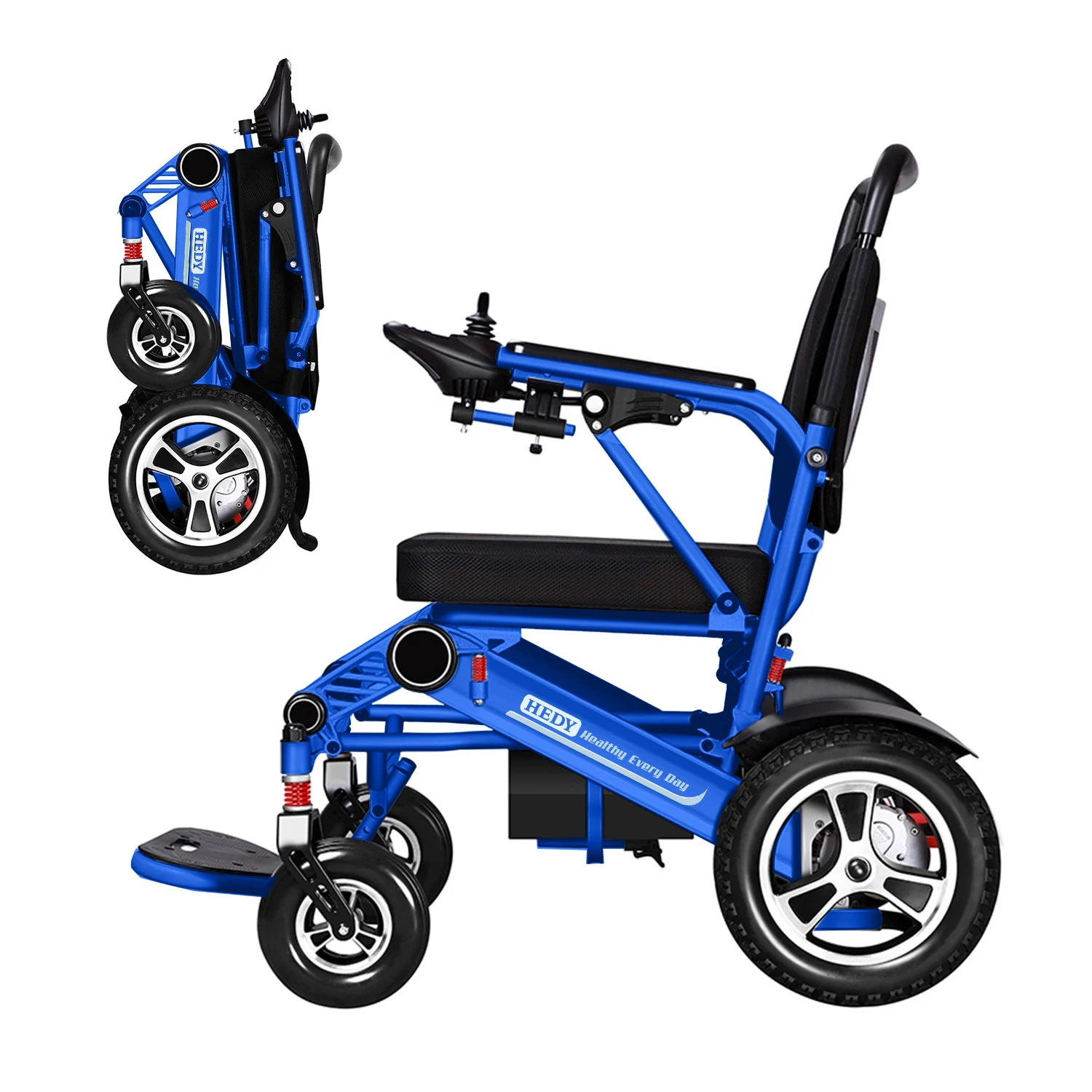 HEDY FEW04 Cheap Low Price Lightweight Lithium Battery Powerful 500W Motor Foldable Big Wheel Power Travel Electric Wheelchair