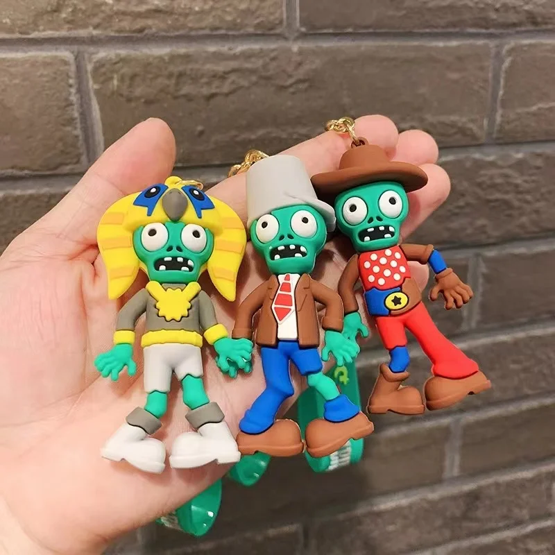 New Designs 3D Anime Silicone Plants vs. Zombie Keychains Car Key Ring Cartoon Doll Pendant Hangers Key Chains Wholesale
