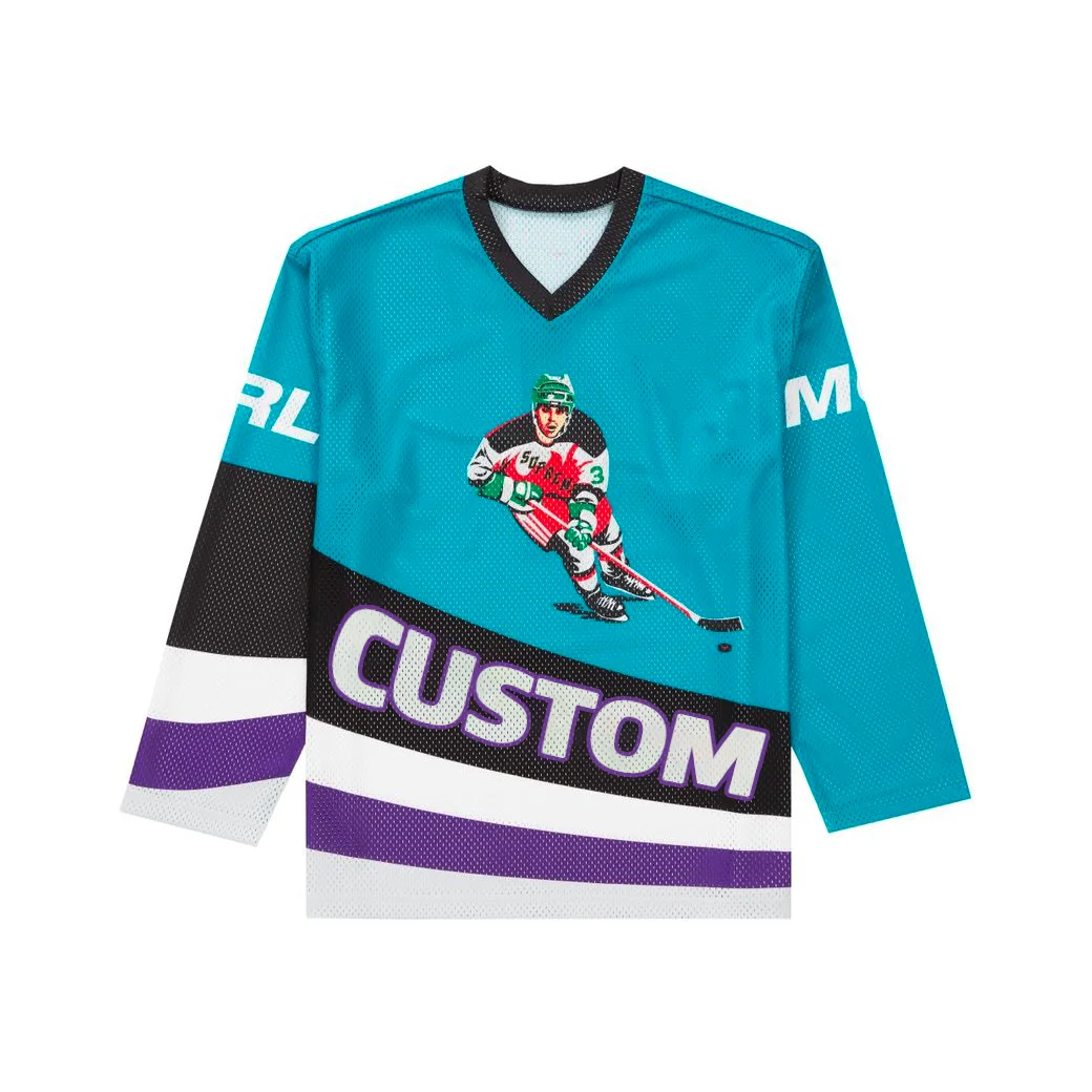 Custom oem stitched vintage twill embroidered youth double sided mens team inline reversible custom sublimated ice hockey jersey