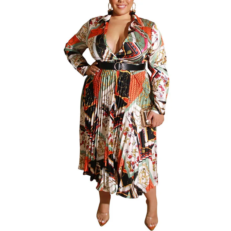 Long sleeve fall plus size fat african women clothing dress