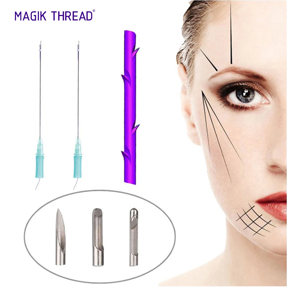 Magik Thread 3d cog pdo 19G 100mm cosmetic  pdo suture cara barb thread cog