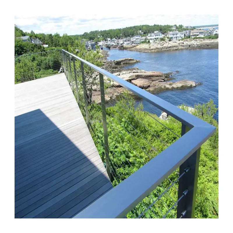 Outdoor deck wire cable railing stair balustrade handrail system