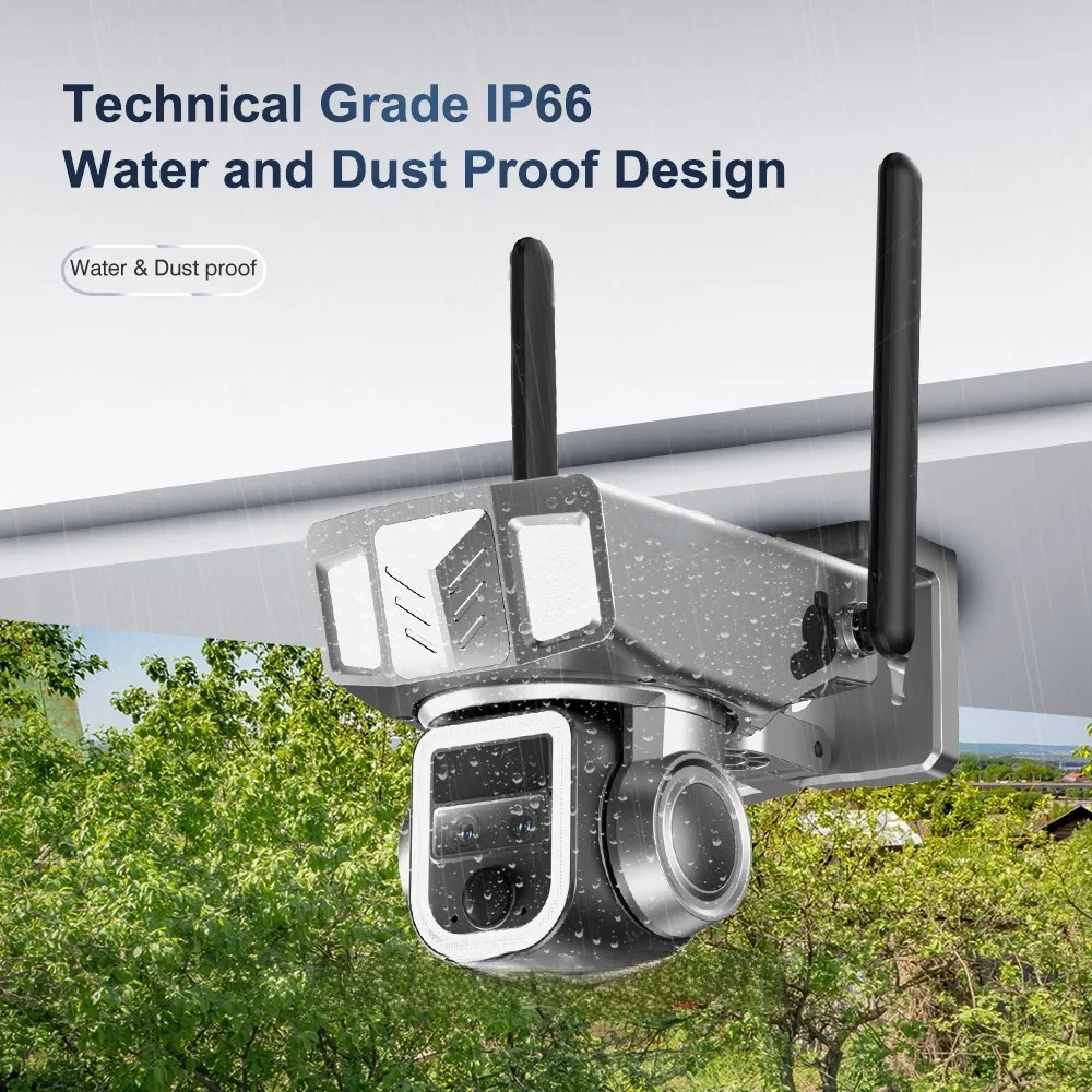 VISION Outdoor Solar Cameras with 20x Optical Zoom Red&Blue Alarm Light Warning Sound Solar Powred Camera