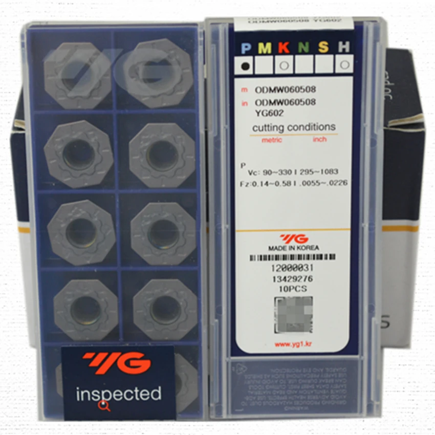 Korea YG-1 ODMT060508 YG602 ODMW060508 YG602 OFMT05T308 YG602 OFER070405 YG602 ONMU080608 YG602 CNC Milling Carbide Inserts