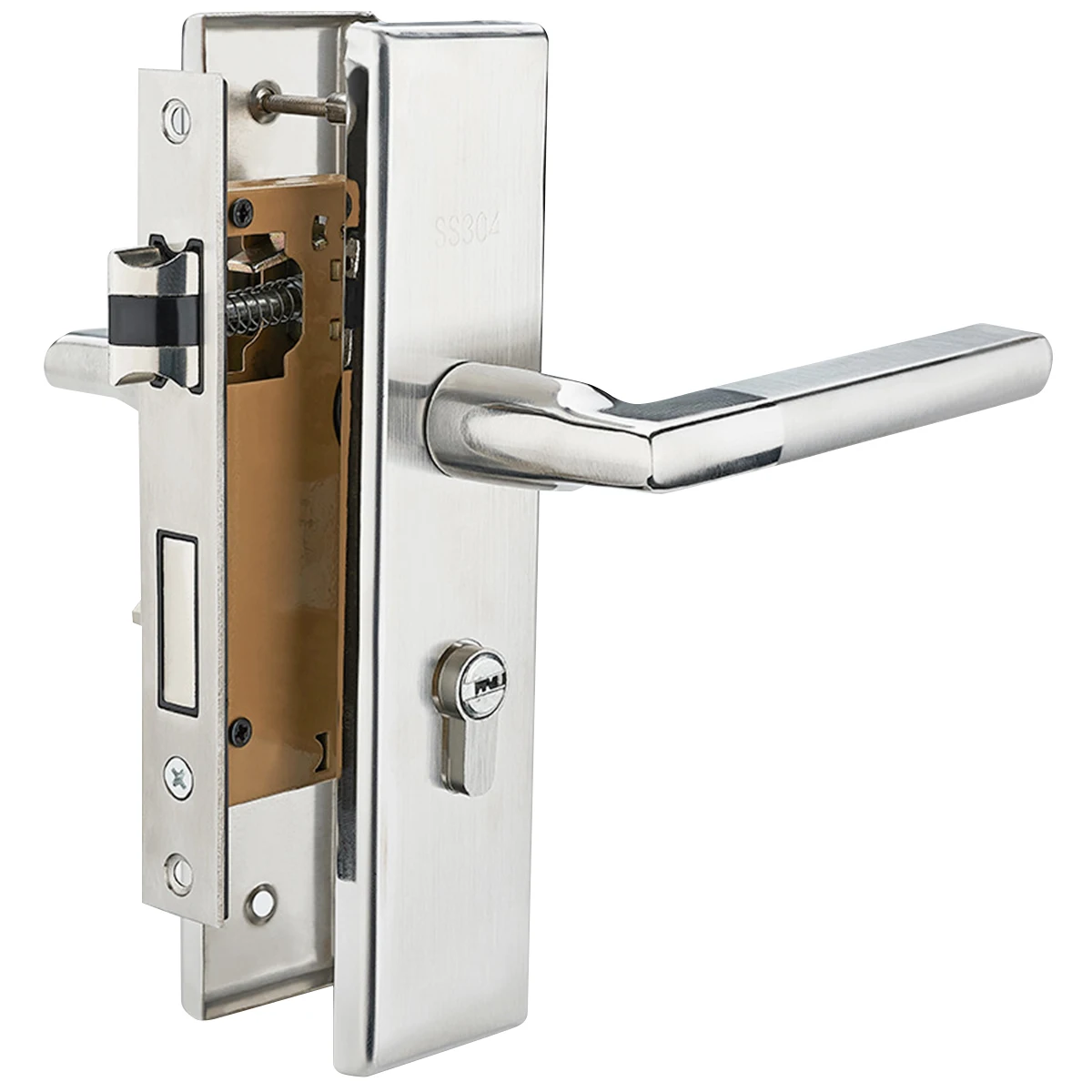 NEW Indoor Door Lock Stainless Steel Front Back Lever Door Lock With Keys Wooden Interior Doors With Accessories Keys