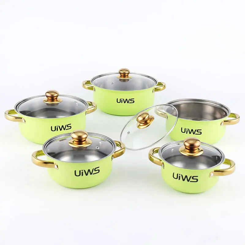 OEM 10pcs Cooking Pot Kitchenware Stainless Steel Casserole  Cookware Set Cooking Pot And Pans Set