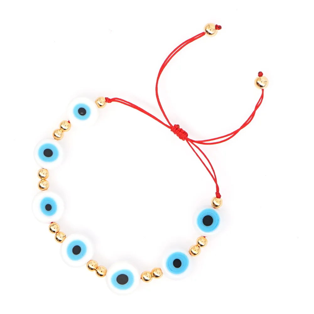 Adjustable Bohemian Evil Eye Shell Bracelet with Seed Beads Woven Braided Rope for Party Wedding or Gift