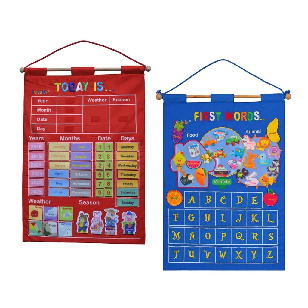 My Calendar and Weather Letter Fabric Wall Hanging Chart Kids Learning Chart 