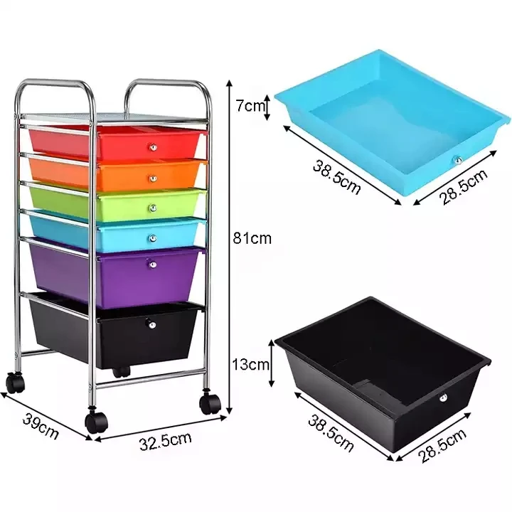 Home School Tools Scrapbook Paper Utility Craft Organizer Trolley Multipurpose Mobile Rolling Plastic Storage 6 Drawers Cart