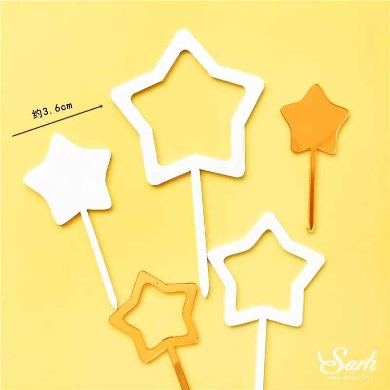 
Baking Decor Multicolor five-pointed Star Acrylic Happy Birthday Cake Topper For Party Supplies Decoration 