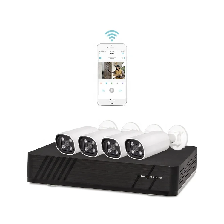 4Ch Full Color Camera Outside Poe NVR Set IP Camera Kit CCTV and Security Surveillance System 8 Port With My On Logo Cameras Set