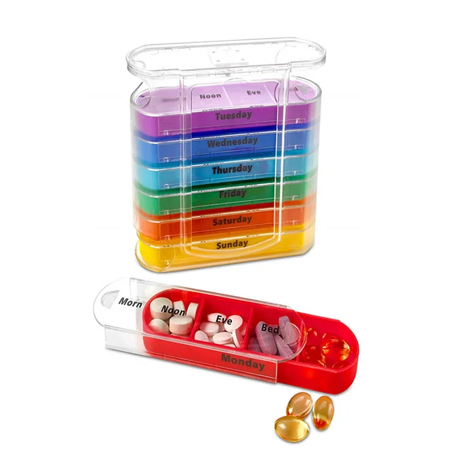 2022 New Portable 7 Days Medical Pill Box 28 Grids Weekly Pill Case Storage Box Travel Medicine Box Holder Tablet Organizer