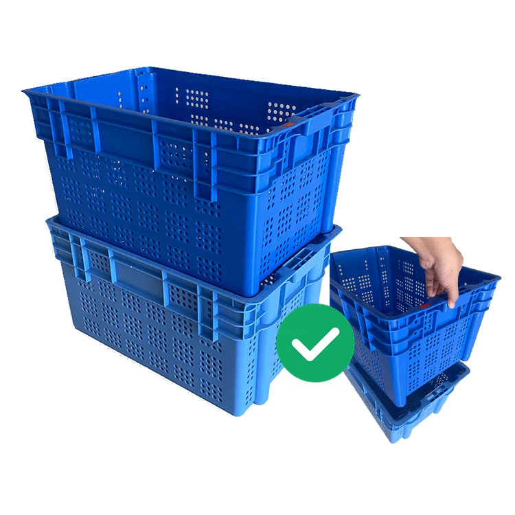 Factory frozen crates plastic 60L tote seafood meat fruit  Crates Plastic vegetable crate supplier