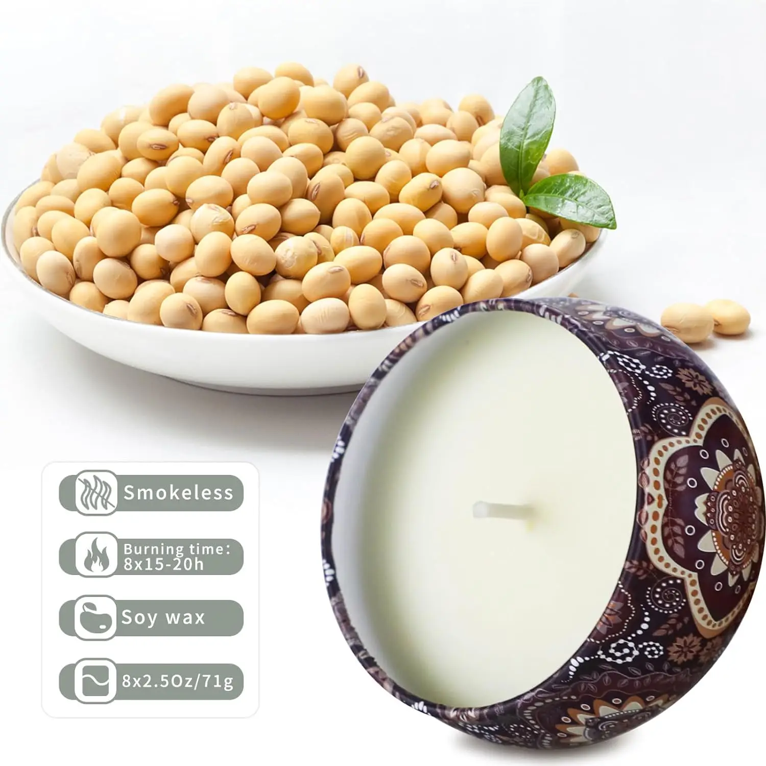 Custom Luxury Natural Tin Jar Scented Candle Gifts Set Soy Wax Fragrance Oils Scented Candles With Packing Box
