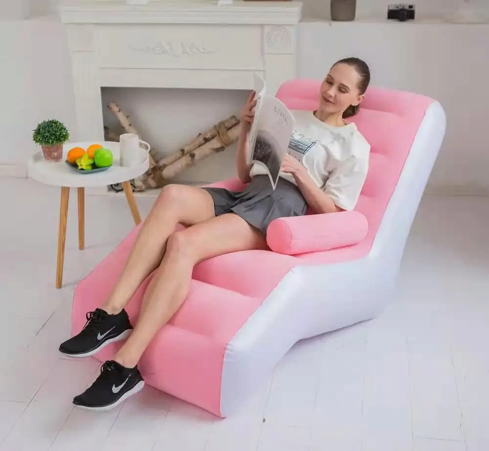 Luxury shaped flocking lounger blow up couch inflatable air sofa outdoor inflatable sofa bed chair Living Room Single Sofa Chair