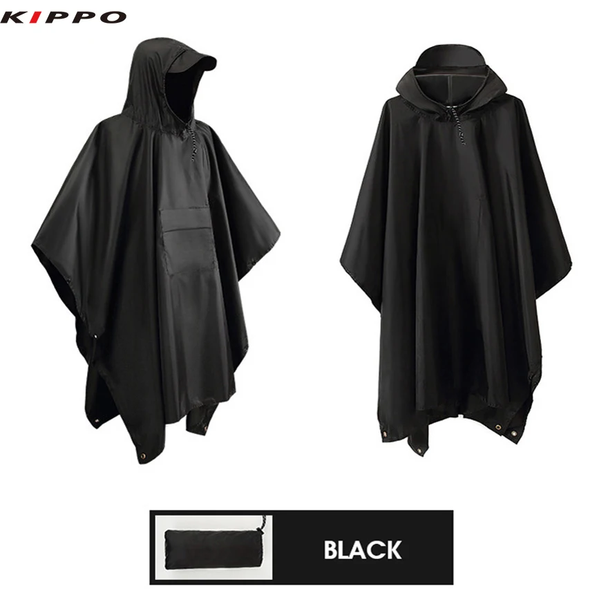 Kippo 3in1 outdoor poncho 210T polyester PU coating tourist trekking poncho Mountain Fishing poncho Raincoat