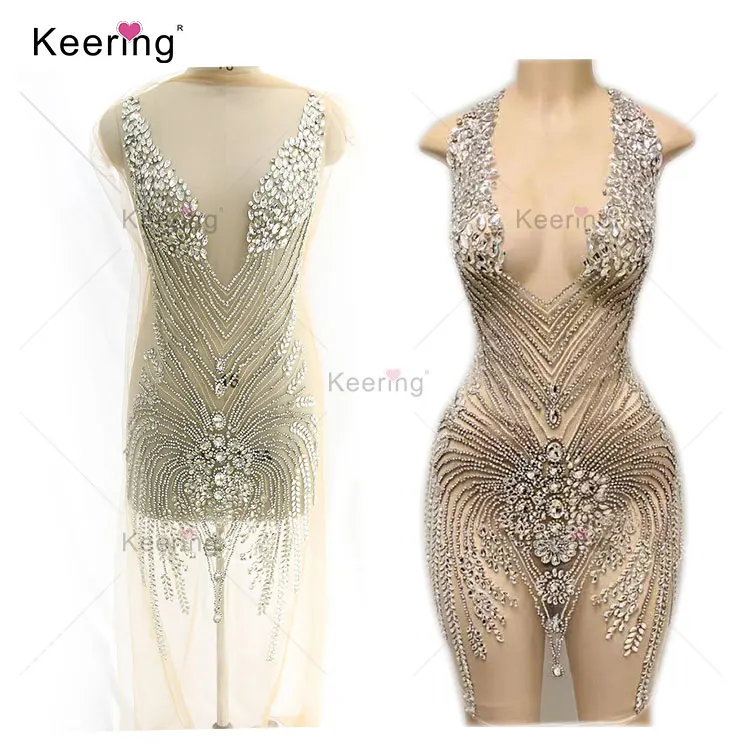 WDP-066 Large Size Hand-made Rhinestone Panel For Wedding Dress