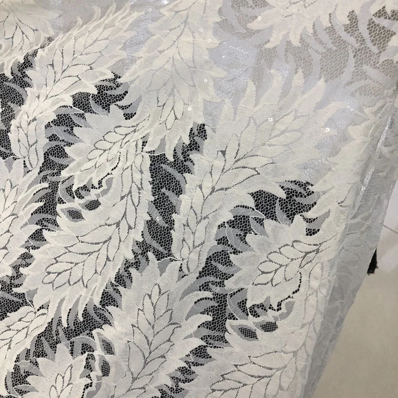 2019 Luxury Swiss Sequin Lace Fabric White Bridal Tulle Lace Fabric for dress