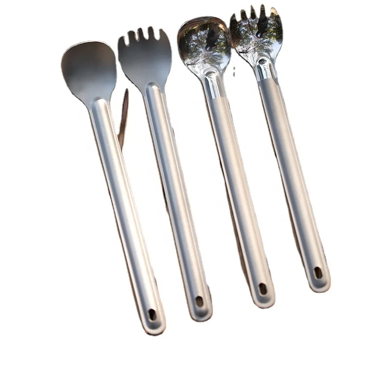 Camping Titanium Spork Spoon Outdoor Lightweight Fork Tableware Portable Picnic Hiking Travelling Ultralight Dinnerware