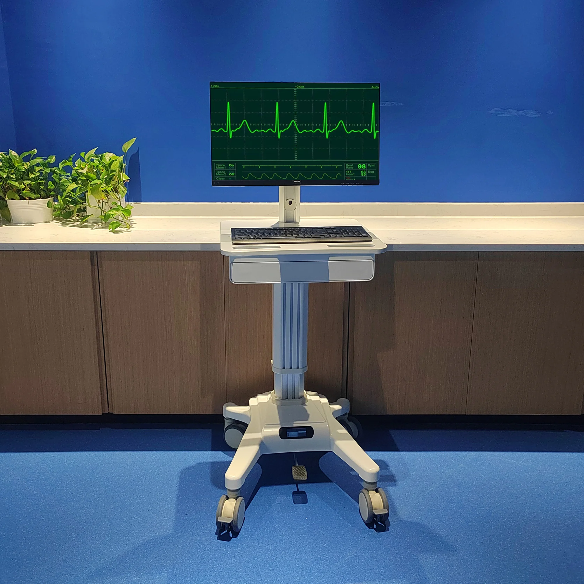 Алюминиевая Мобильная тележка с выдвижным ящиком и лотком на