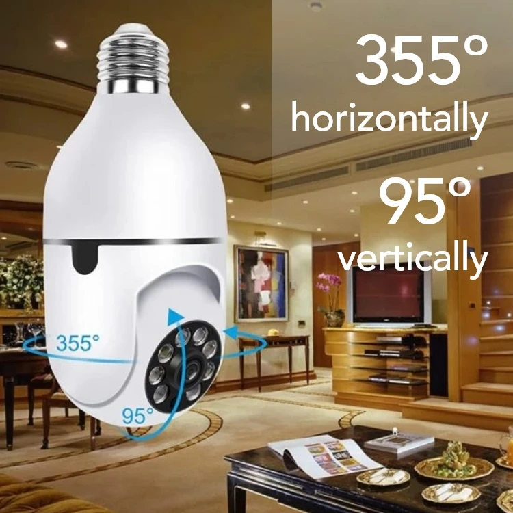 Главная Смарт Беспроводная Ip Hd 360 градусов видеонаблюдения Ptz электрическая лампочка с поддержкой Wi-Fi Cctv сетевая