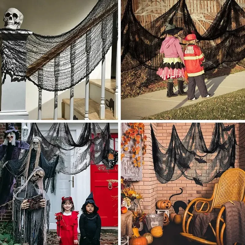 79 x 315 in Scary Gauze Doorways Spooky Giant Tapestry Halloween Creepy Cloth for Halloween Party Supplies