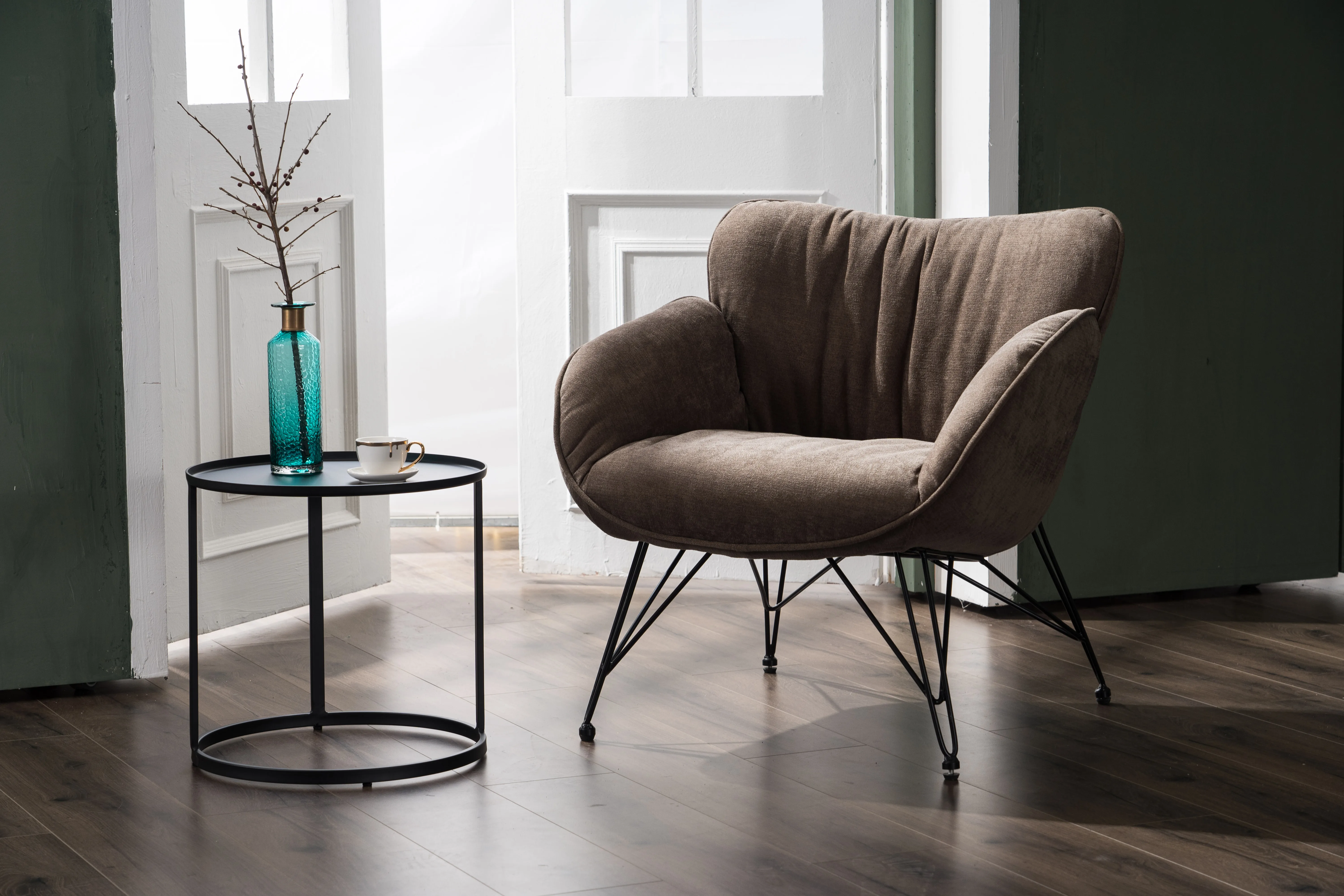 
Nordic style fabric sofa light luxury balcony living room bedroom living chair 