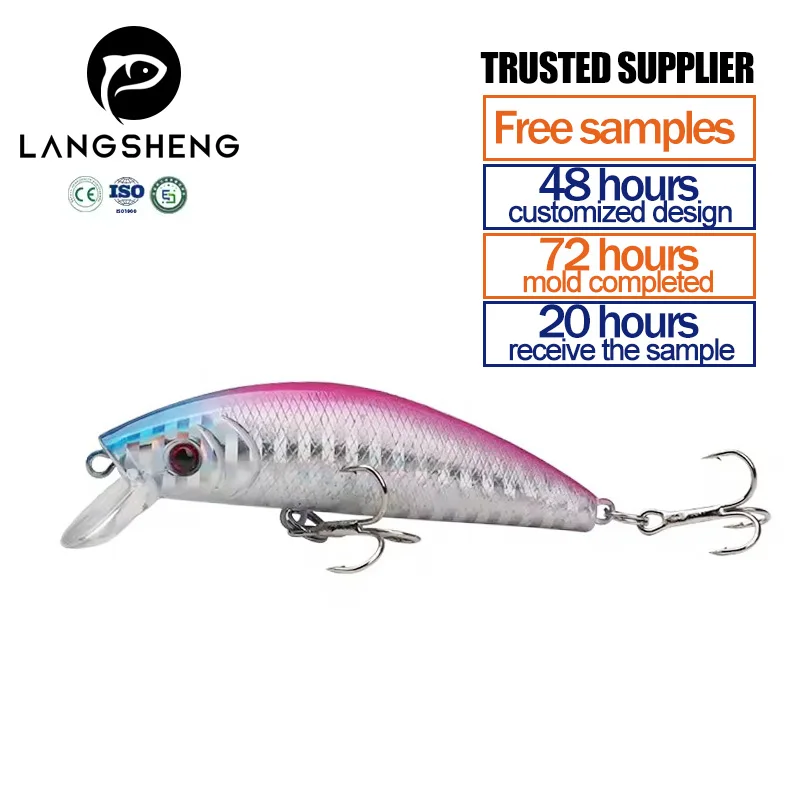 OEM and on stocks night fishing luminous fishing lure hard bait floating water round head minow bait 7cm 8g bionic hard bait