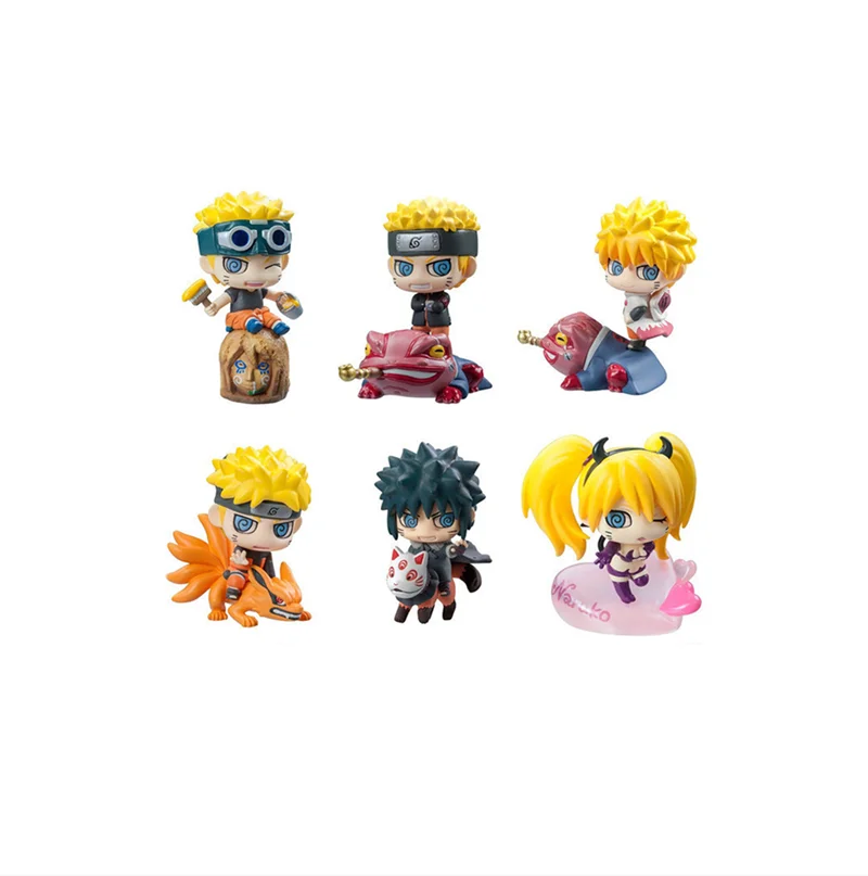 Factory price manufacturer supplier 6 Pieces/Set Narudo Cartoon Anime Character Kakashi Sasuke Action Figure Mini 3D PVC Doll Mo