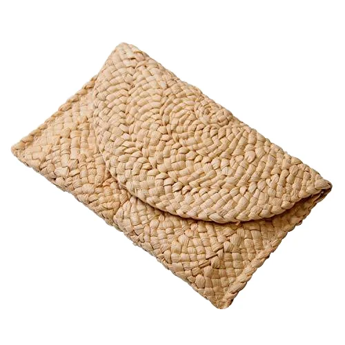 straw beach bag designer handbags famous brands PU shoulder pouch corn husk straw clutch handmade straw purse